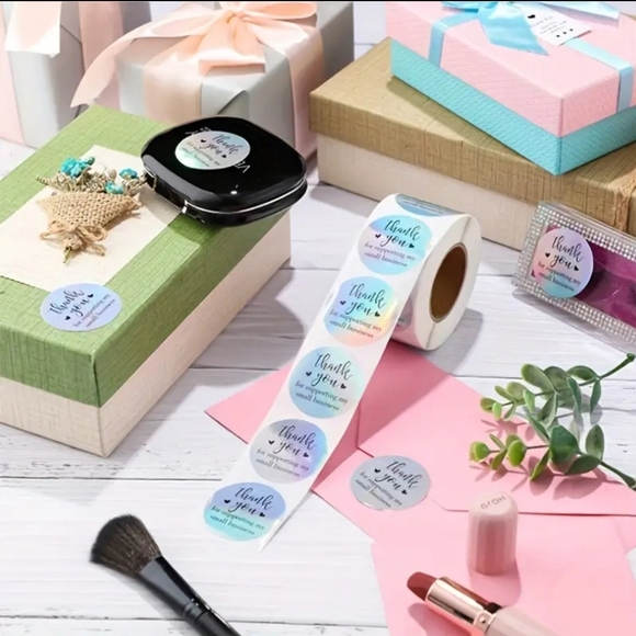 100pk DELIGHT YOUR CUSTOMERS W/ COLORFUL HOLOGRAPHIC THANK YOU CARDS & LABELS - Picture 9 of 12